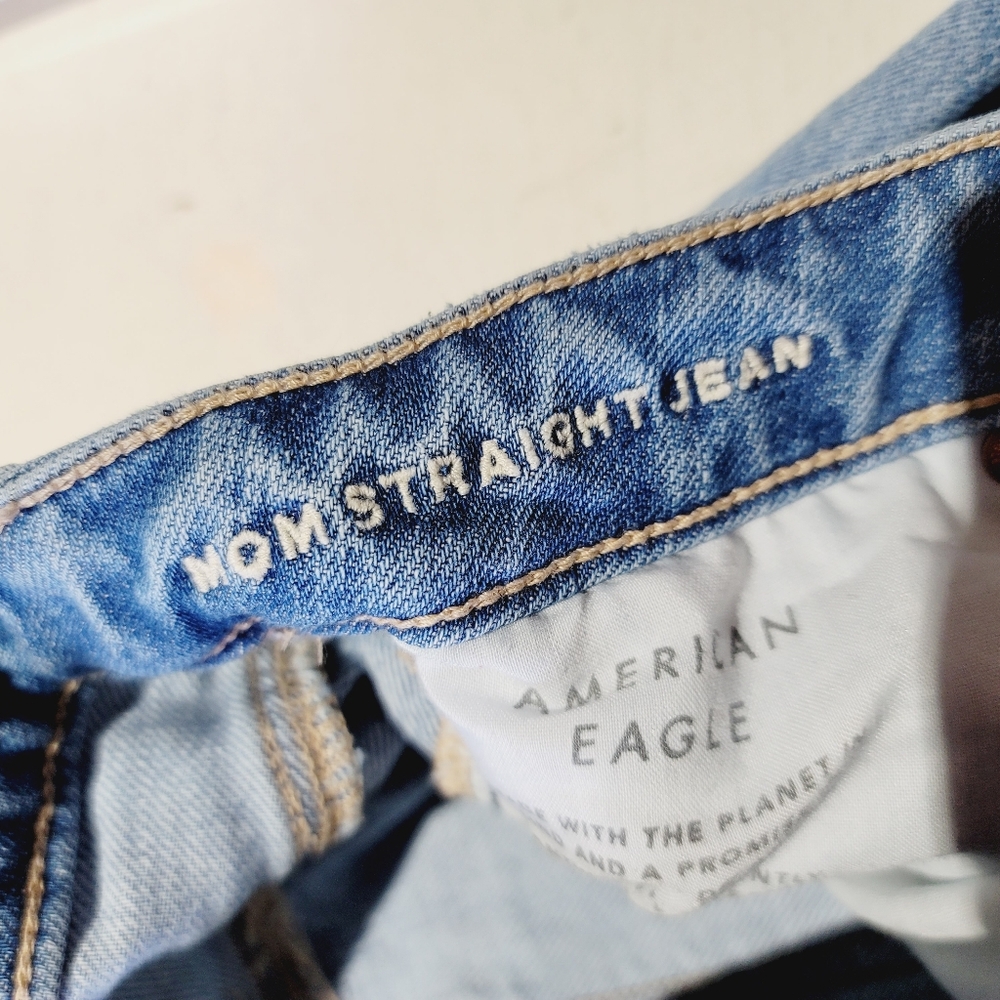 American Eagle Mom Straight Blue Patchwork Jeans,… - image 5